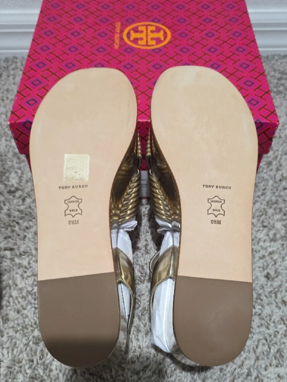 Tory Burch Metallic Gold Platform Sandals